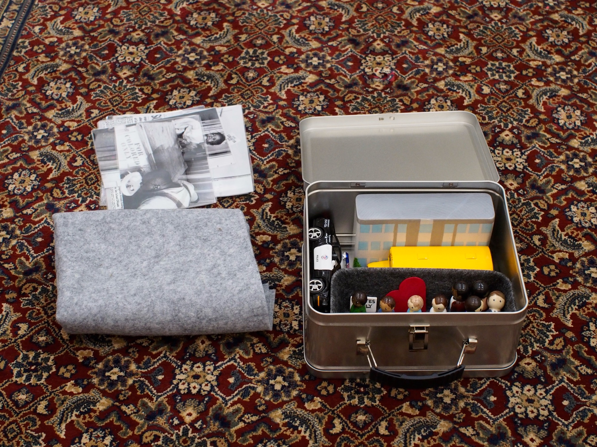 The Ruby Bridges Story Basket with its figures and cards